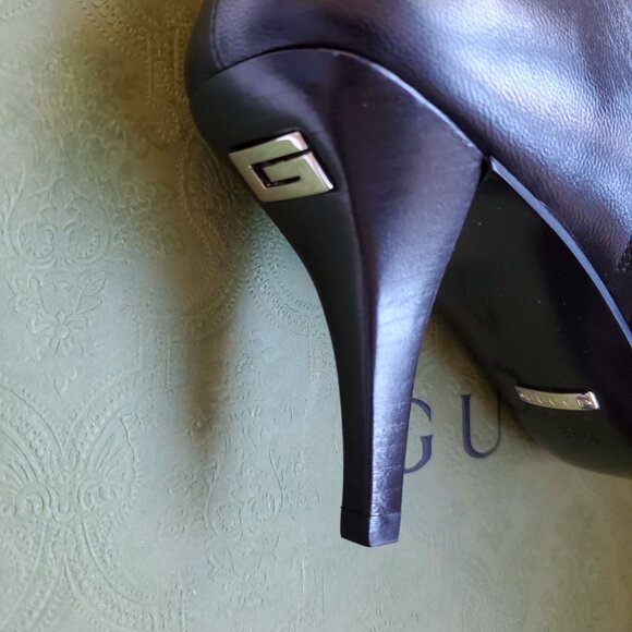 NIB Gucci square G black leather booties IT 38.5 US 8.5 - Picture 9 of 11